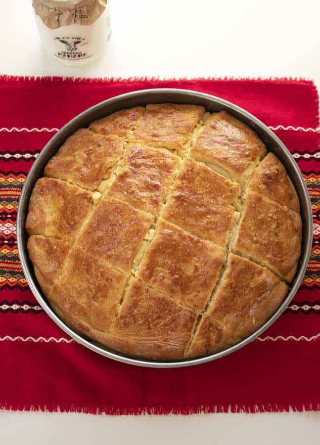 Bulgarian Banitsa Recipe - round tin